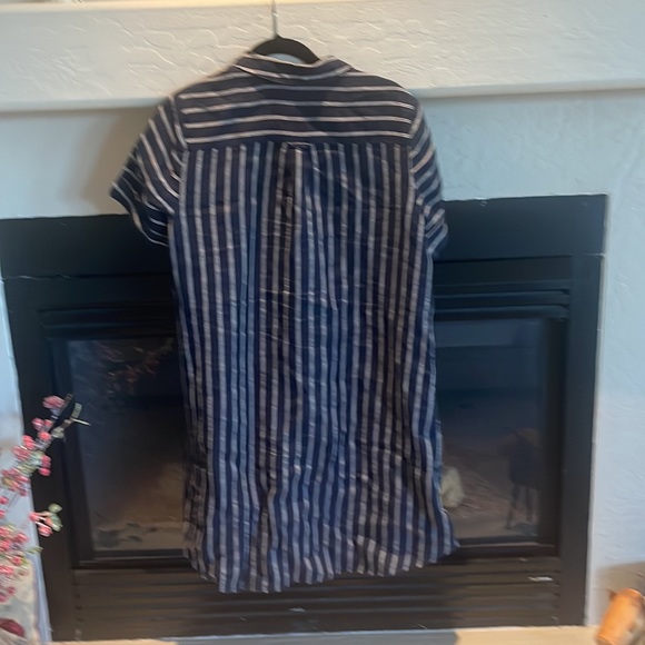 JJill Medium Short Sleeve Navy/White Striped Dress - Picture 3 of 3